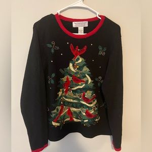 Tiara International Christmas Collection Cardinal Beaded Sweater. EUC! Women’s L
